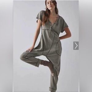 FP Intimately Free People Short Sleeve Jumpsuit ~ Heathered Gray